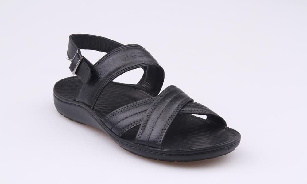 Black Burnished Men's Sandals