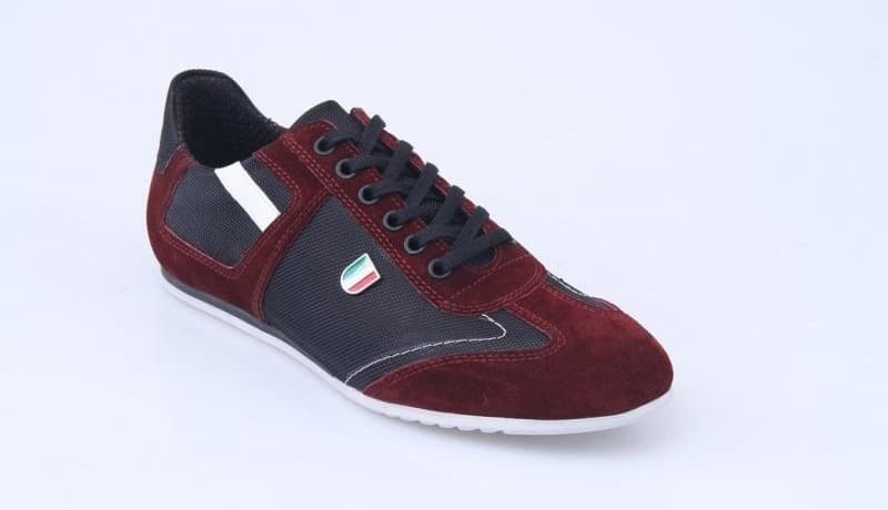 White Burnished / Burgundy Suede / Black Mesh Casual Men's Shoes