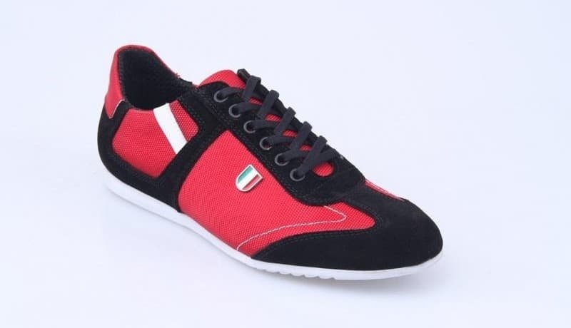 White Burnished / Black Suede / Red Mesh Casual Men's Shoes