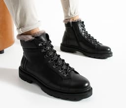 SHOEMAKER El Yapımı Siyah Kürklü Outdoor Erkek Çizme Bot | Kışlık ve Suya Dayanıklı E-220SYH