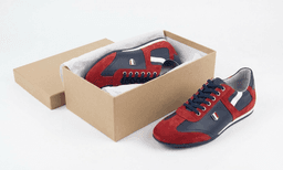 Navy Blue Burnished / White Burnished / Red Suede Casual Men's Shoes