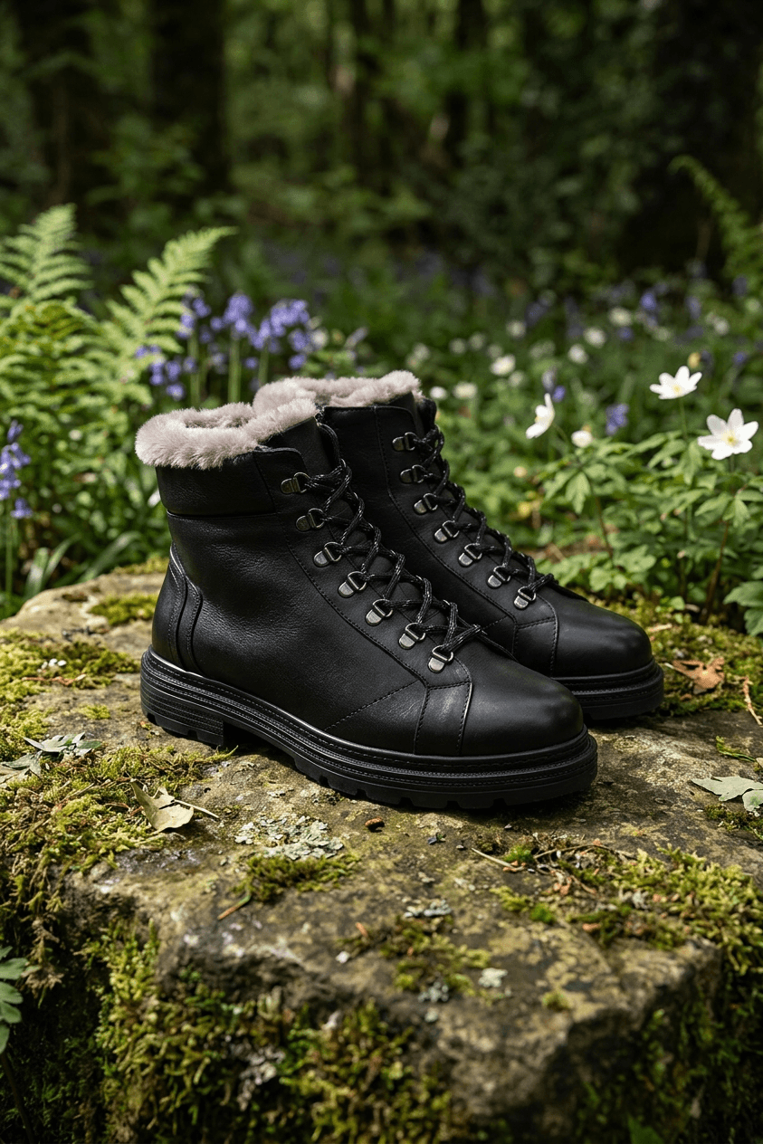 SHOEMAKER El Yapımı Siyah Kürklü Outdoor Erkek Çizme Bot | Kışlık ve Suya Dayanıklı E-220SYH