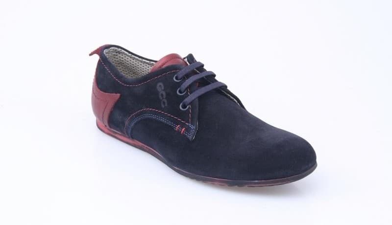 Navy Blue Suede / Burgundy Burnished Casual Men's Shoes