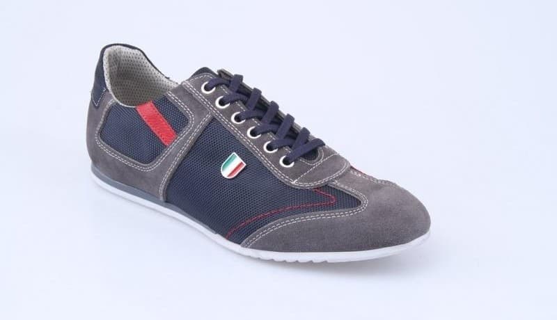 Red Burnished / Navy Blue Mesh / Light Gray Suede Casual Men's Shoes