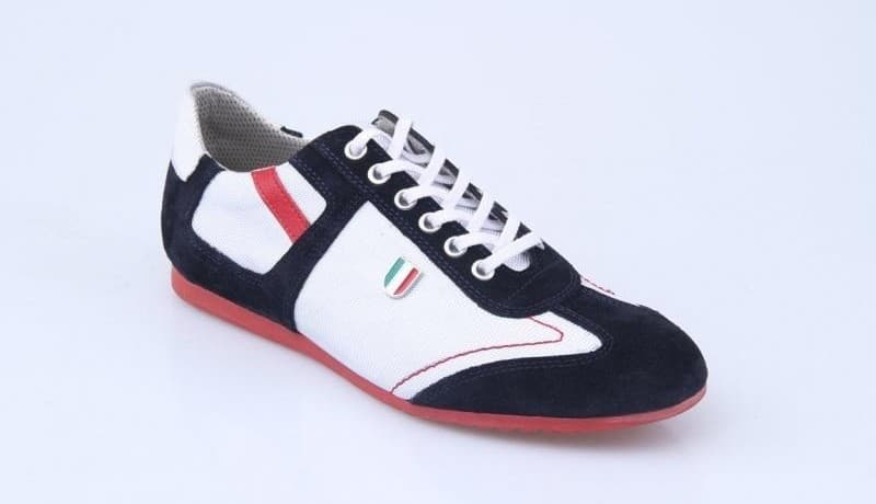 Red Burnished / Navy Blue Suede / White Mesh Casual Men's Shoes