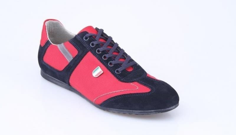 Navy Blue Suede / Gray Antique / Red Mesh Casual Men's Shoes